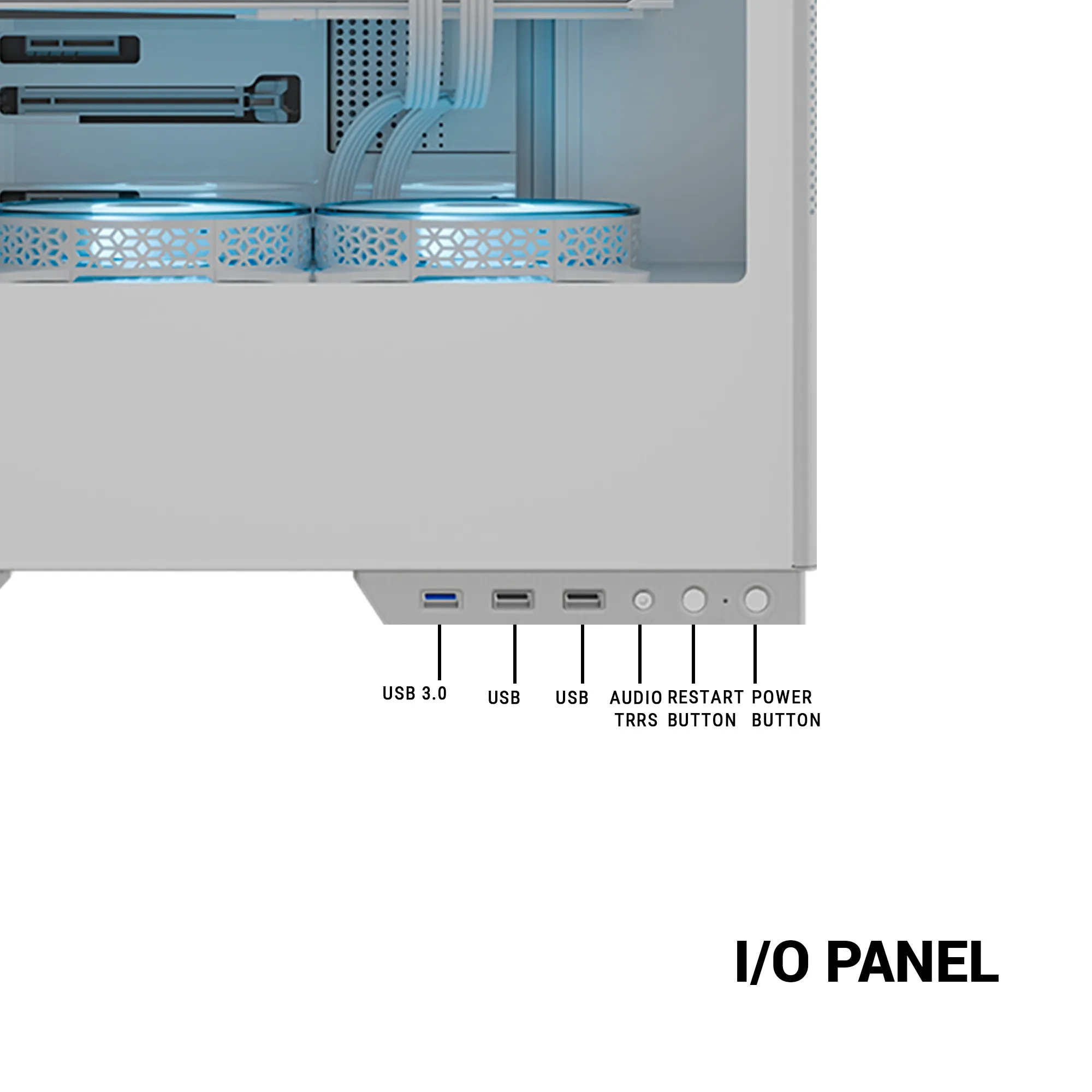 Ant Esports Mid Tower Cabinet (ATX/M-ATX/M-ITX) X2 LCD White view 3